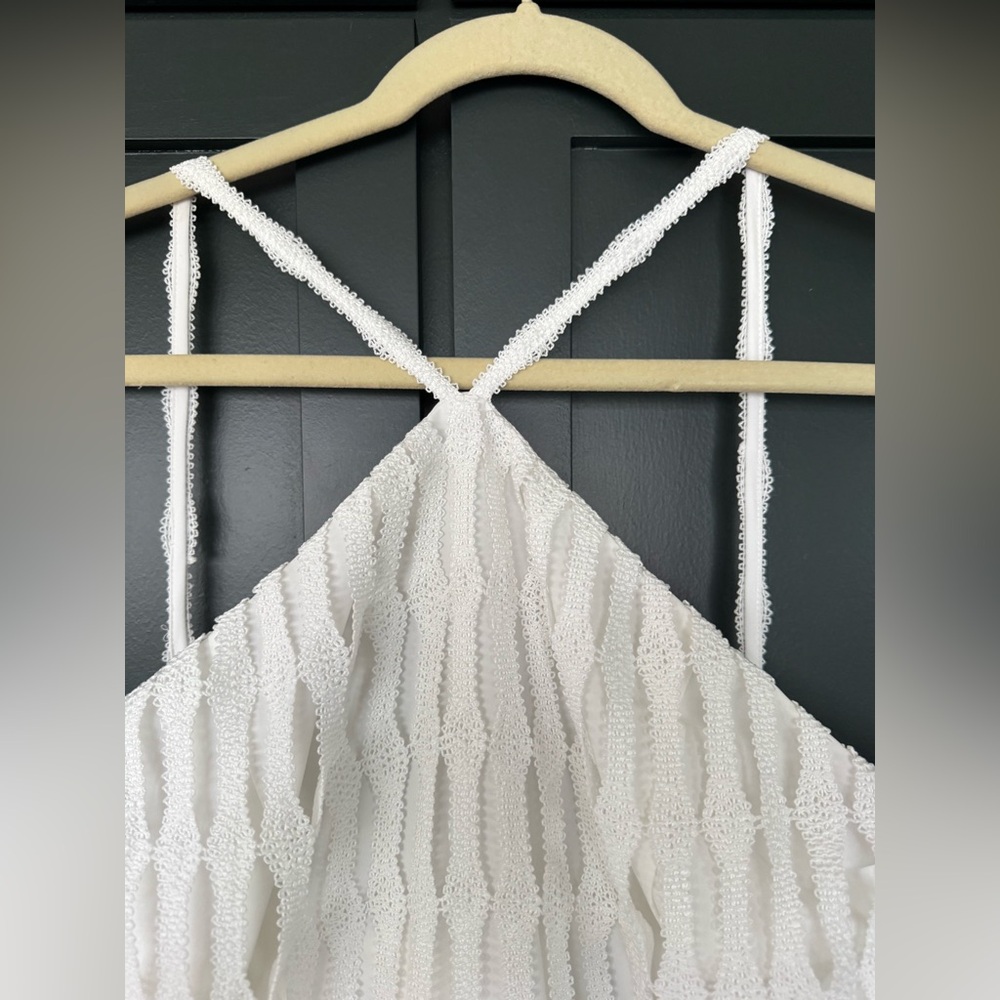 NWT Antonio Melani White Crochet Midi Asha Dress Fringe Hem Halter Resort ~ 10 - Picture 7 of 10